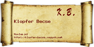 Klopfer Becse névjegykártya